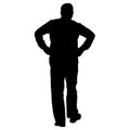 Black silhouette man with hands on his hips. Vector illustration Royalty Free Stock Photo