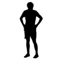 Black silhouette man with hands on his hips. Vector illustration Royalty Free Stock Photo
