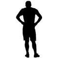 Black silhouette man holding hands on his hips. Vector illustration Royalty Free Stock Photo