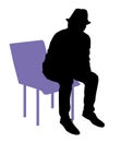 Black silhouette man sitting on a chair.