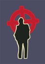 Man Under Fire Silhouette with an Aim Sign