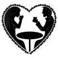 Black silhouette of man and woman in heart shape Royalty Free Stock Photo