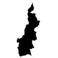 Black silhouette of a map of the province of West Sulawesi in Indonesia on a white background