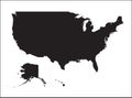 Black silhouette map of United States of America Royalty Free Stock Photo
