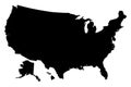 Black silhouette map of United States of America vector Royalty Free Stock Photo