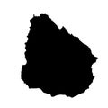 Black silhouette of map of Uruguay in South America on white background Royalty Free Stock Photo