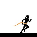 Black silhouette marathon run event finisher logo template with running people illustration