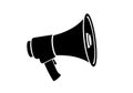 Black silhouette of a megaphone with a handle isolated on white background Royalty Free Stock Photo
