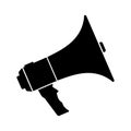 Black silhouette of a megaphone on a white background. Isolated object. Vector Royalty Free Stock Photo