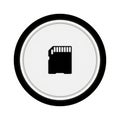 Black Micro SD Card Icon Inside a White Circle with Black Border on White Background Royalty Free Stock Photo