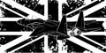 black silhouette of Military fighter jets with england flag vector illustration