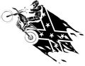 black silhouette of motocross with confederate flag Royalty Free Stock Photo