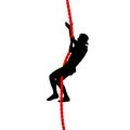 Black silhouette Mountain climber climbing a tightrope up on hands Royalty Free Stock Photo