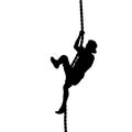 Black silhouette Mountain climber climbing a tightrope up on hands Royalty Free Stock Photo