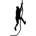 Black silhouette Mountain climber climbing a tightrope up on hands Royalty Free Stock Photo