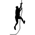 Black silhouette Mountain climber climbing a tightrope up on hands Royalty Free Stock Photo