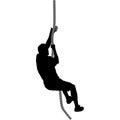 Black silhouette Mountain climber climbing a tightrope up on hands Royalty Free Stock Photo