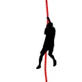 Black silhouette Mountain climber climbing a tightrope up on hands Royalty Free Stock Photo