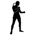 Black silhouette muay thai vector