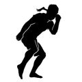 Black silhouette muaythai combat duel sparing vector