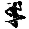 Black silhouette muaythai combat duel sparing vector