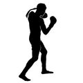 Black silhouette muaythai combat duel sparing vector