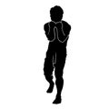 black silhouette muaythai combat vector