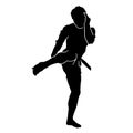 black silhouette muaythai combat vector