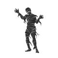 Black silhouette of mummy. Halloween party. Isolated image of scary monster. Mummified zombie on white background Royalty Free Stock Photo