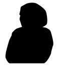 Black silhouette of a Muslim Hijabi woman, closeup portrait vecto