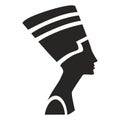 Black silhouette Nefertiti on a white background. Flat illustration. Nefertiti icon