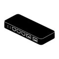Black silhouette of a network switch hub device with multiple ports Royalty Free Stock Photo