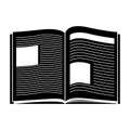 Black silhouette open book with text Royalty Free Stock Photo