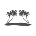 Black silhouette of a palm tree. Tropical leaves. Coconut palm, exotic lush sketch or hawaii coco palms. Vector illustration. For Royalty Free Stock Photo