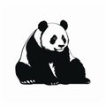 Black Silhouette Panda Illustration: Vector Clipart Logo Style
