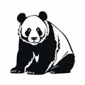 Black Silhouette Panda Illustration - Vector Clipart Logo Style