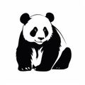 Black Silhouette Panda Illustration - Vector Clipart Logo Style