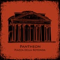 Black silhouette Pantheon hand drawn vector