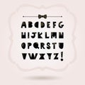 Black silhouette paper cut alphabets with capital letters set