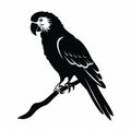 Black Silhouette Parrot Illustration - Vector Clipart Logo Style