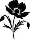 pasque flower Black Silhouette Generative Ai