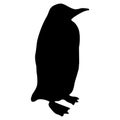 Black silhouette of a penguin on a white background. Royalty Free Stock Photo