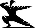 Black silhouette of a person performing silat move, minimalist style Royalty Free Stock Photo