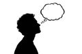 Man Thinking Silhouette with Blank Thought Bubble Royalty Free Stock Photo