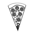 black silhouette piece pizza icon food