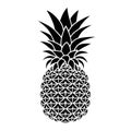 A black silhouette of a pineapple features geometric patterns for the fruit\'s surface and stylized spiky leaves on top Royalty Free Stock Photo
