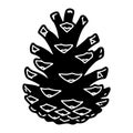 Black silhouette of a pinecone white background plant Royalty Free Stock Photo