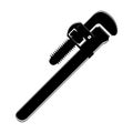 black silhouette with pipe wrench tool Royalty Free Stock Photo