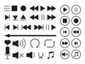 Black silhouette player icon music interface set Royalty Free Stock Photo