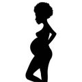 Black silhouette of pregnant African woman with beautiful figure. Vector EPS10 illustration. Royalty Free Stock Photo